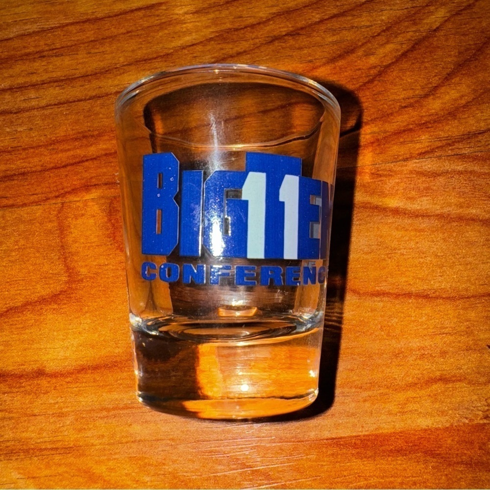 BIG TEN 10 CONFERENCE Shot Glass 1990's NCAA College Basketball Football Vtg 90s